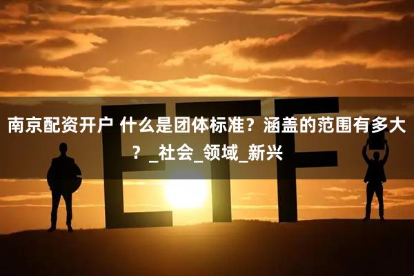 南京配资开户 什么是团体标准？涵盖的范围有多大？_社会_领域_新兴